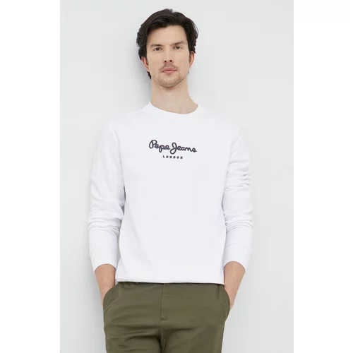 Pepe Jeans Bombažen pulover moška, bela barva