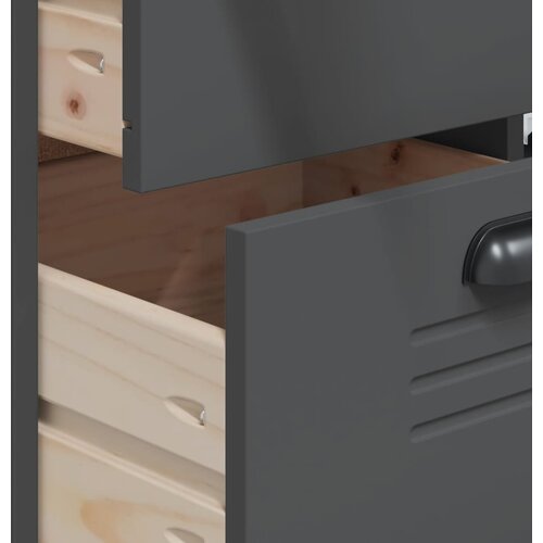  Visoka komoda VIKEN antracit siva 80x40x190 cm masivna borovina Slike