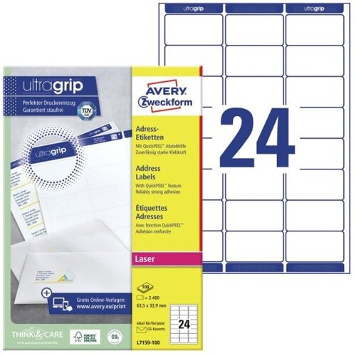 Avery Zweckform Etikete zweckform l7159 63,5x33,9mm 1/100, (5000285996) Cene
