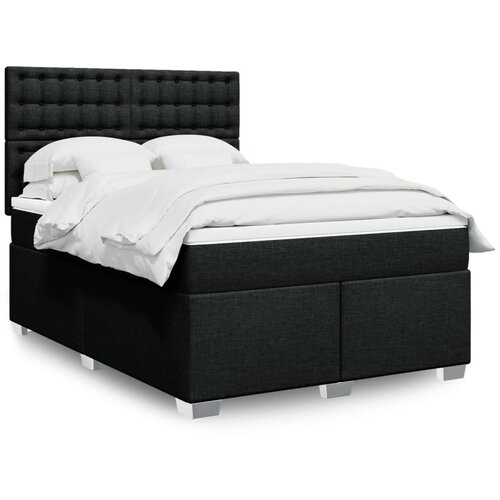 VidaXL Box spring postelja z vzmetnico črna 160x200 cm blago, (21319875) Slike