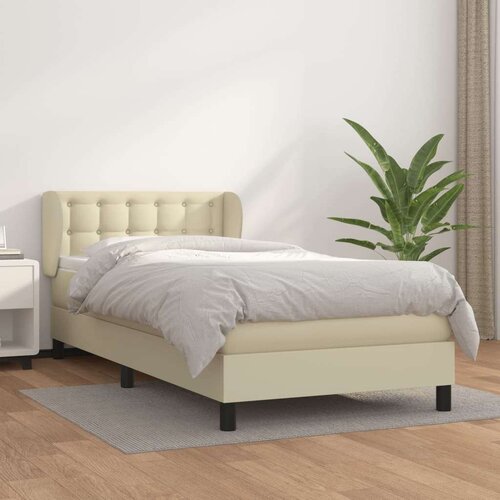  Boxspring - Krevet s oprugama i madracem krem 80 x 200 cm od umjetne kože - Krema 80 x 200 cm gumbi Cijene
