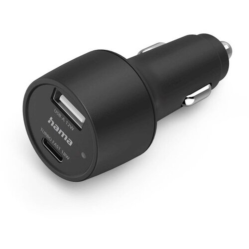  Punjač za auto HAMA, 30W, USB-C+USB-A, crni Slike