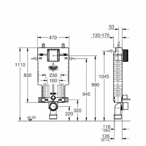 Grohe 38825000 Uniset podometni splakovalnik za WC &amp;scaron;koljko z aktivirno tipko Slike