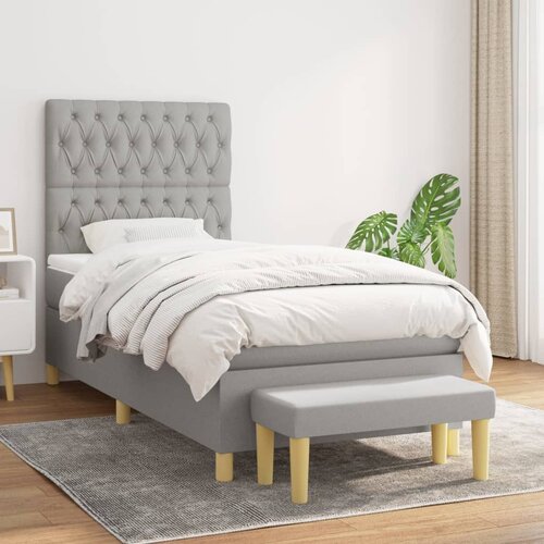 vidaXL Krevet s oprugama i madracem svjetlosivi 100x200 cm od tkanine Cijene