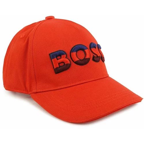 Boss Otroška bombažna bejzbolska kapa rdeča barva