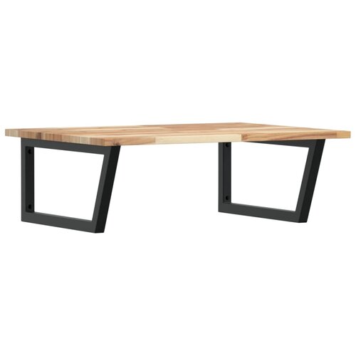  Zidna polica za umivaonik od čelika i masivnog bagremovog drva Smeđa 80 x 60 x 2 cm Slike