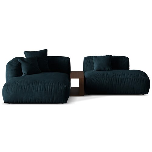 Micadoni Temno modra kotna sedežna garnitura iz tkanine boucl&amp;eacute; (levi kot) Martina &amp;ndash; Home Slike