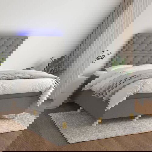 The Living Store Box spring postelja z vzmetnico LED temno siva 120x200 cm blago - Box Spring Postelja, (21521255) Slike