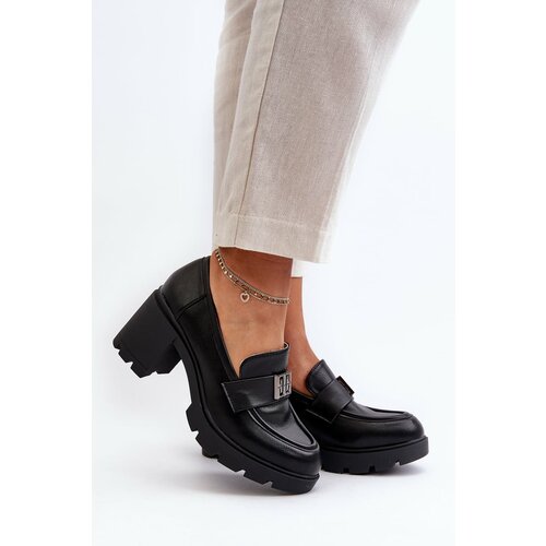 Kesi Women's shoes with massive heels and embellishments, black Ranunca Cene