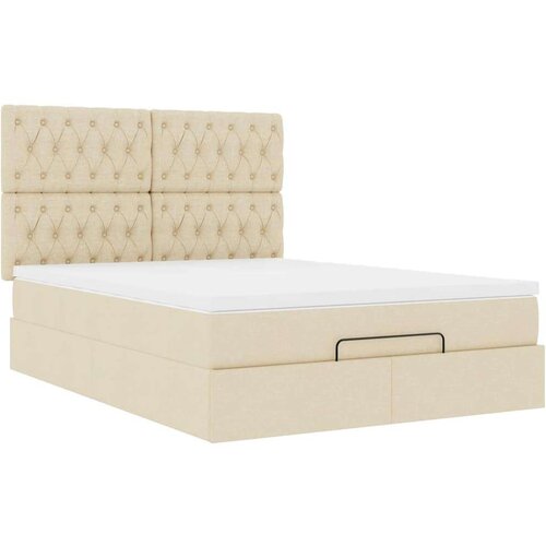  Otomanski krevet s madracem krem 140x190cm od tkanine Slike