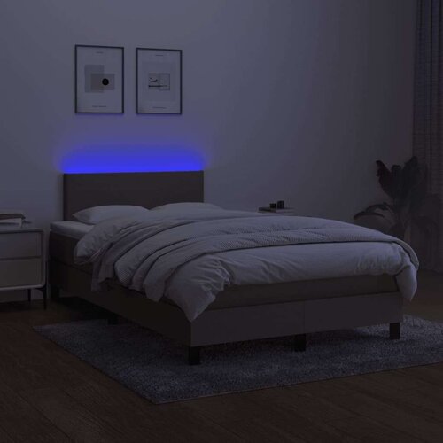 VidaXL Krevet box spring s madracem LED smeđesivi 120 x 200 cm tkanina Slike