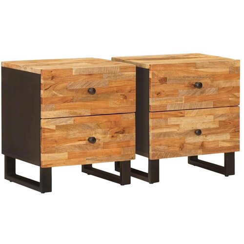  Noćni ormar 2 pcs Smeđa 40 x 33 5 x 46 cm Čvrsto drvo manga Slike