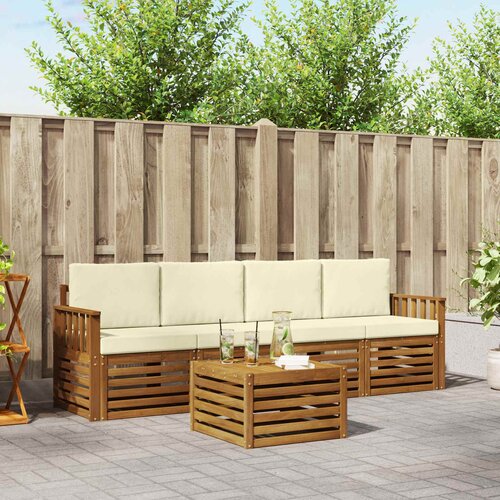  Set vanjskih sofa 5 kom. Prirodna i krem Čvrsto drvo akacije Cene