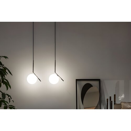 Toolight Stropna viseća svjetiljka Staklena kugla bijelo G107-1W BLACK WHITE Slike