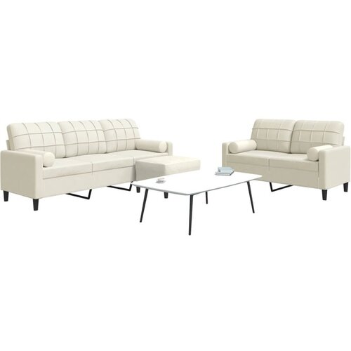 VidaXL 3-dijelni set sofa s jastucima krem bar&amp;scaron;unasti Slike
