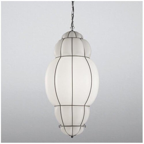  SIRU - Luster na lancu RIVISTO, 1xE27/60W/230V, prečnika 45 cm, crna/bela, venecijansko staklo Cene