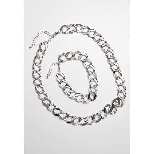 Urban Classics Accessoires Basic Set of Silver Diamond Necklaces and Bracelets Cene