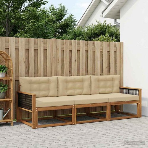  Set vanjskih sofa 3 kom. Prirodna i bež Slike