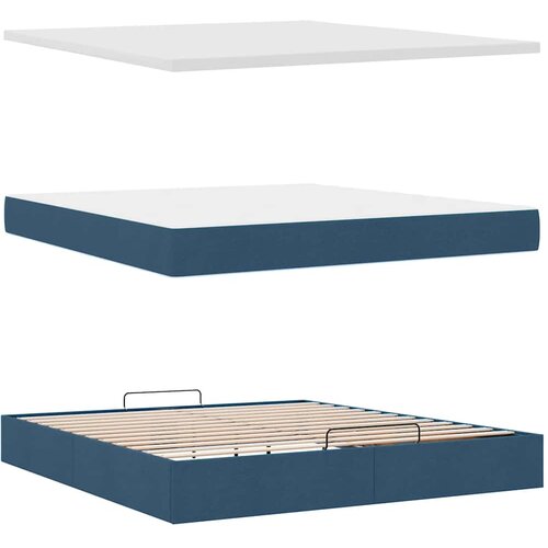  Otomanski krevet s madracem i LED plavi 160x200cm tkanine Slike