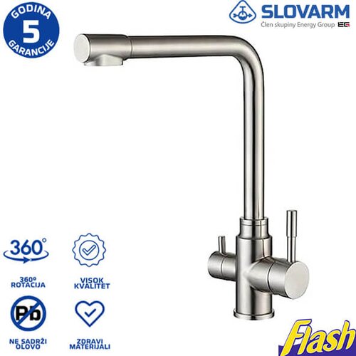 Slovarm slavina za sudoperu hrom inox 2u1 - standardna i filtrirana voda Slike