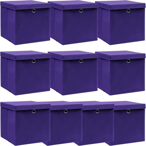 VidaXL Kutije za pohranu s poklopcima 10 kom ljubičaste 32x32x32 cm Slike