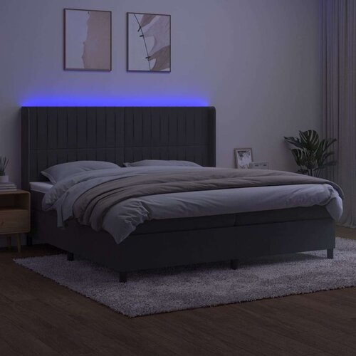  Box spring s madracem LED tamnosivi 200x200 cm bar&amp;scaron;un Slike