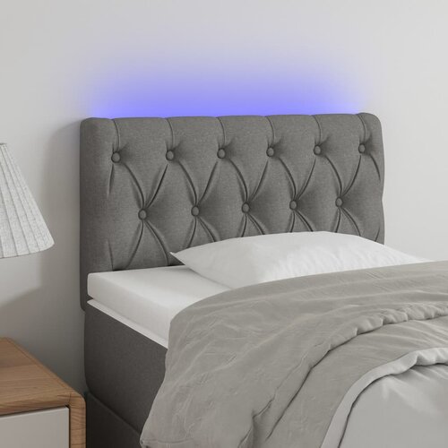 VidaXL LED posteljno vzglavje temno sivo 80x7x78/88 cm blago Slike