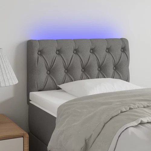 vidaXL LED posteljno vzglavje temno sivo 80x7x78/88 cm blago