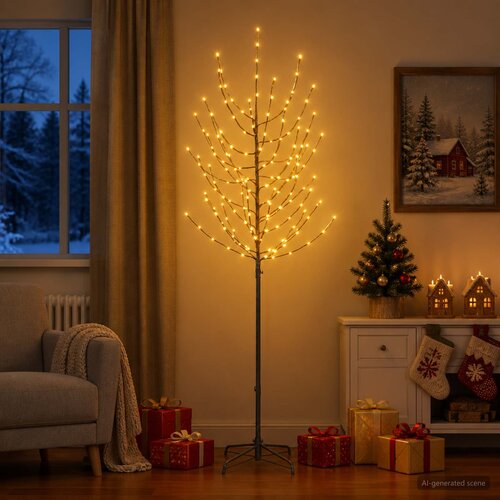  LED božićno drvce Crna 47 x 210 cm Čelik 180 LED lampica Slike