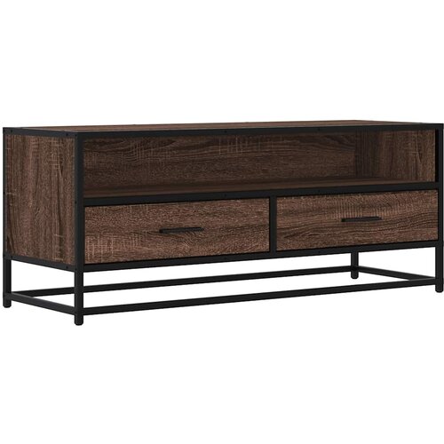 Maison Chic TV omarica - TV stojalo - Televizijska omarica rjavi hrast 100x34,5x40 cm inženirski les in kovina, (21700639) Slike