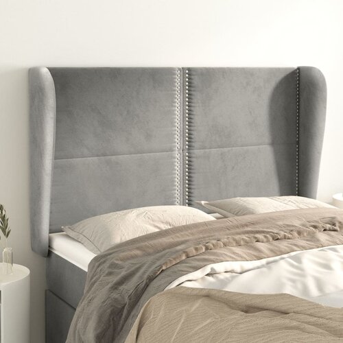 vidaXL Vzglavje z ušesi svetlo siv 147x23x118/128 cm žamet Cene