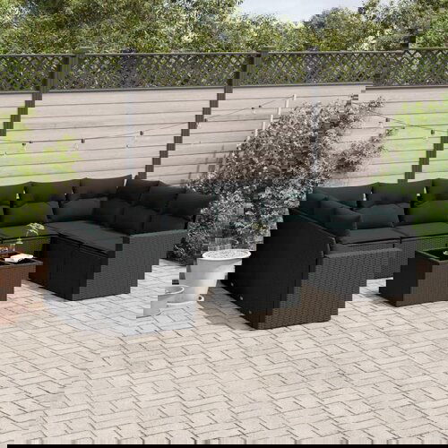 vidaXL 10-dijelni set vrtnih sofa s jastucima crni od poliratana Cijene