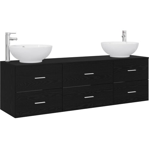  Set namje&amp;scaron;taja za kupaonicu 3 kom. Crna 49,5 x 44,5 x 65 cm Slike