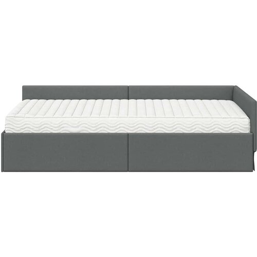  Kutni krevetni okvir s madracem Ostalo 2 pcs Siva tkanina Slike