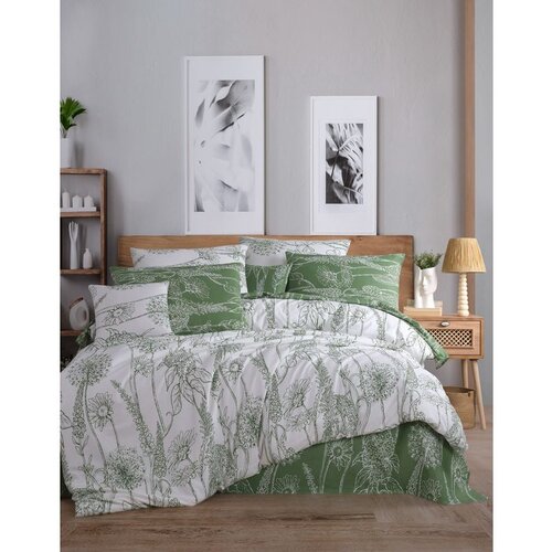 Lara white whitegreen ranforce king quilt cover set (it) Cene