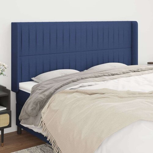  Vzglavje z u&amp;scaron;esi modro 203x16x118/128 cm blago, (20952437) Slike