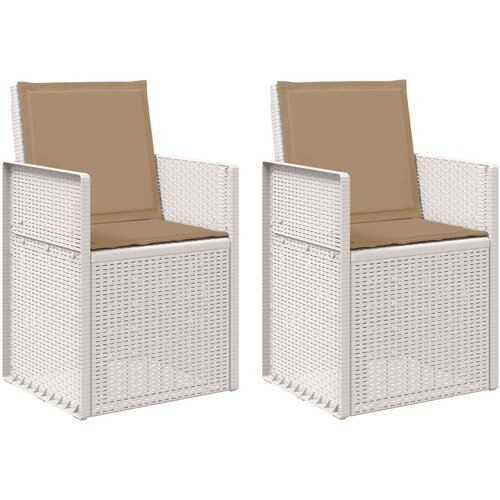  Vrtni jedilni stoli 2 pcs Bela in taupe PP, (5000285722) Cene