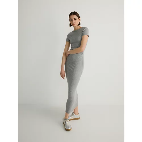 Reserved - Nabrana pamučna haljina - light grey