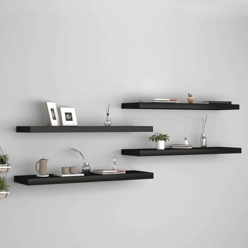 vidaXL plutajuće zidne police 4 kom crne 90 x 23,5 x 3,8 cm MDF Cene