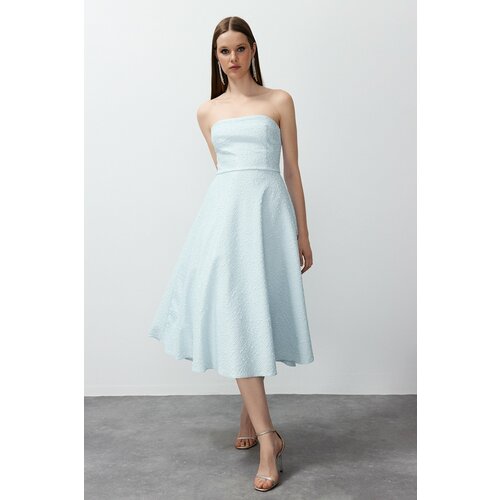 Trendyol Blue Waist Drop/Skater Elegant Evening Dress Slike