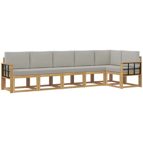  Set vanjskih sofa 6 kom. Bijela i svjetlosiva Smeđa 306 x 128,5 x 73 cm Slike