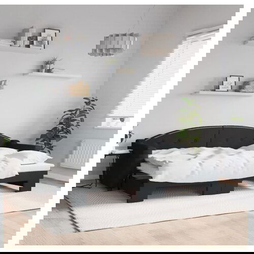 VidaXL Dnevni krevet na razvlačenje crni 80 x 200 cm od tkanine Slike