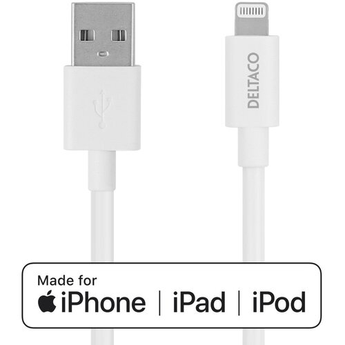 Deltaco Lightning kabel, 1m, Apple C189 čipset, MFi, FSC-označeno pakiranje, bela Cene