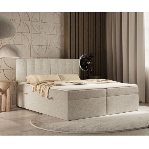 Maison de R&amp;ecirc;ve Bež boxspring postelja s prostorom za shranjevanje 180x200 cm Novento &amp;ndash; Slike