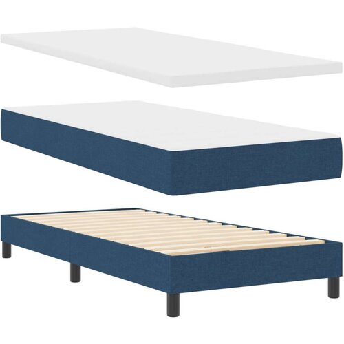  Kutna krevetna osnova s madracem Plava 90x190 cm Tkanina Slike