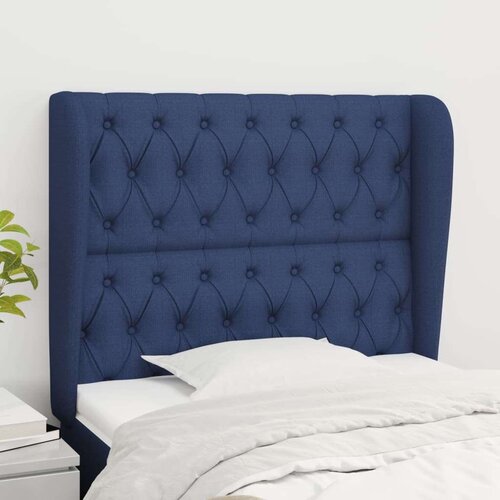  Uzglavlje s u&amp;scaron;ima plavi 103x23x118/128 cm od tkanine Slike
