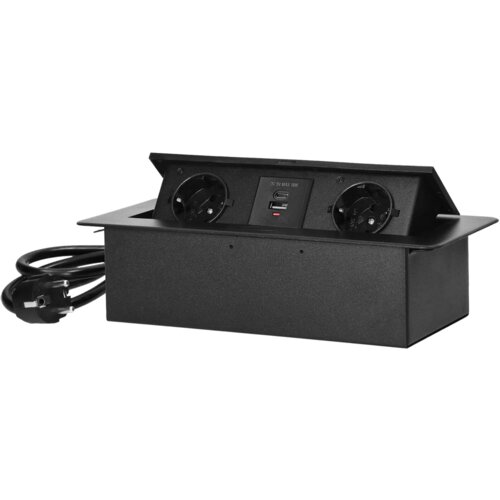 Orno Produžni kabel sa 2 x Schuko utičnice + 2 x USB, ugradbena, OR-GM-9035(GS)/B Slike