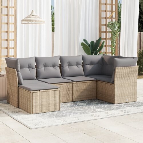 VidaXL 6-dijelni set vrtnih sofa s jastucima bež od poliratana Slike