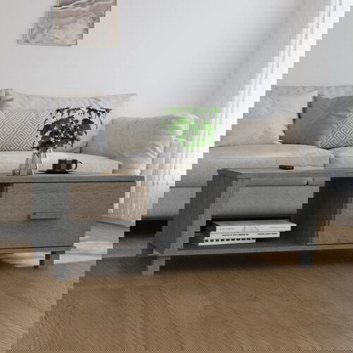 VidaXL Klubska mizica temno siva 100x55x35 cm trdna borovina Slike