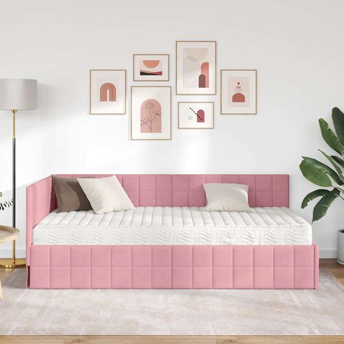  Kutni krevetni okvir s madracem 2 kom. Ružičasta 100 x 200 cm Slike